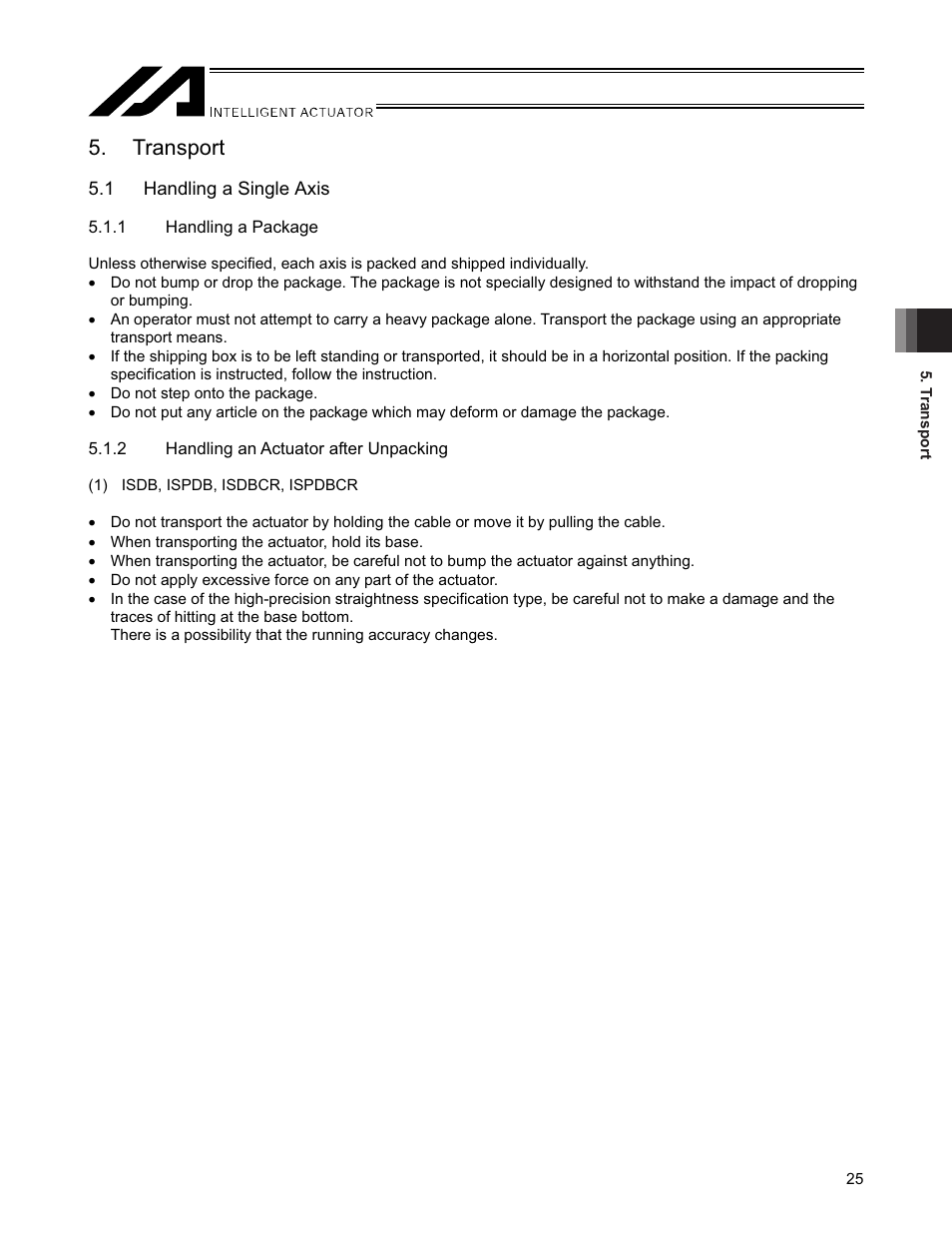 Transport, 1 handling a single axis | IAI America SSPDACR User Manual | Page 33 / 116