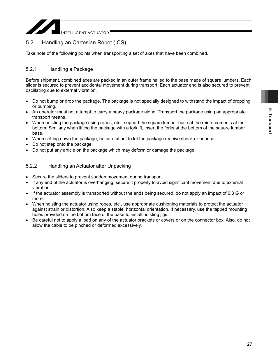 2 handling an cartesian robot (ics) | IAI America SSPDACR User Manual | Page 35 / 116