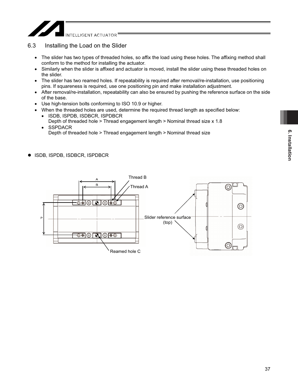 3 installing the load on the slider | IAI America SSPDACR User Manual | Page 45 / 116