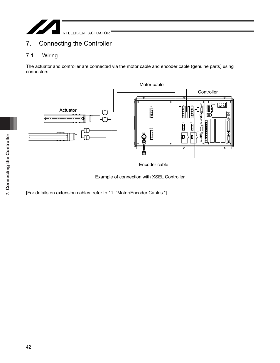 Connecting the controller, 1 wiring, Connecting the controller 42 | IAI America SSPDACR User Manual | Page 50 / 116