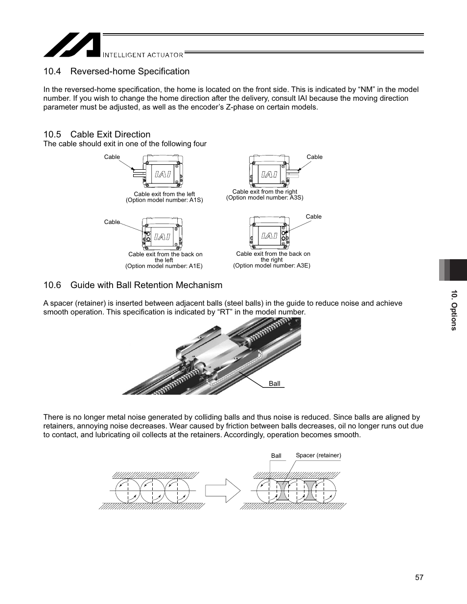 4 reversed-home specification, 5 cable exit direction, 6 guide with ball retention mechanism | IAI America SSPDACR User Manual | Page 65 / 116