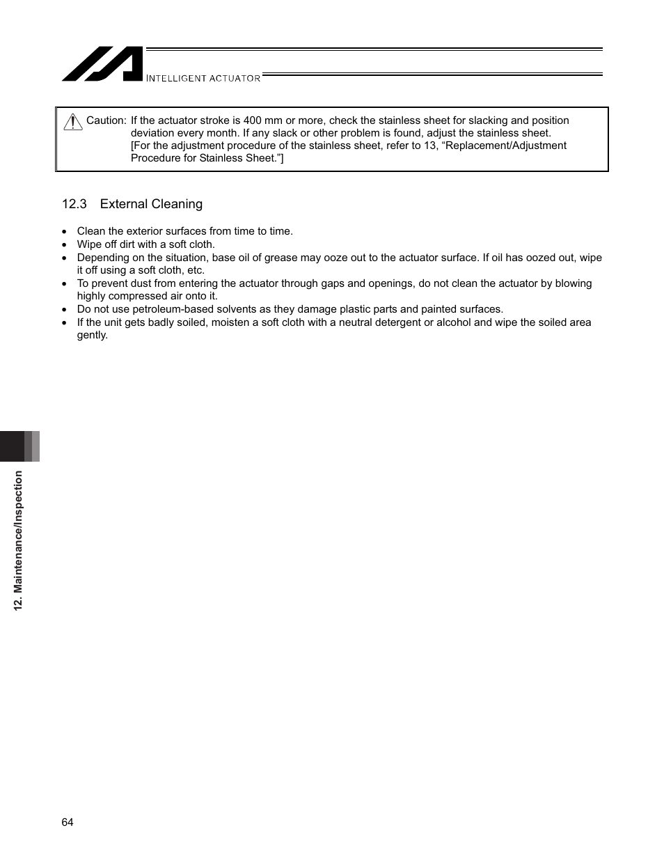 3 external cleaning | IAI America SSPDACR User Manual | Page 72 / 116