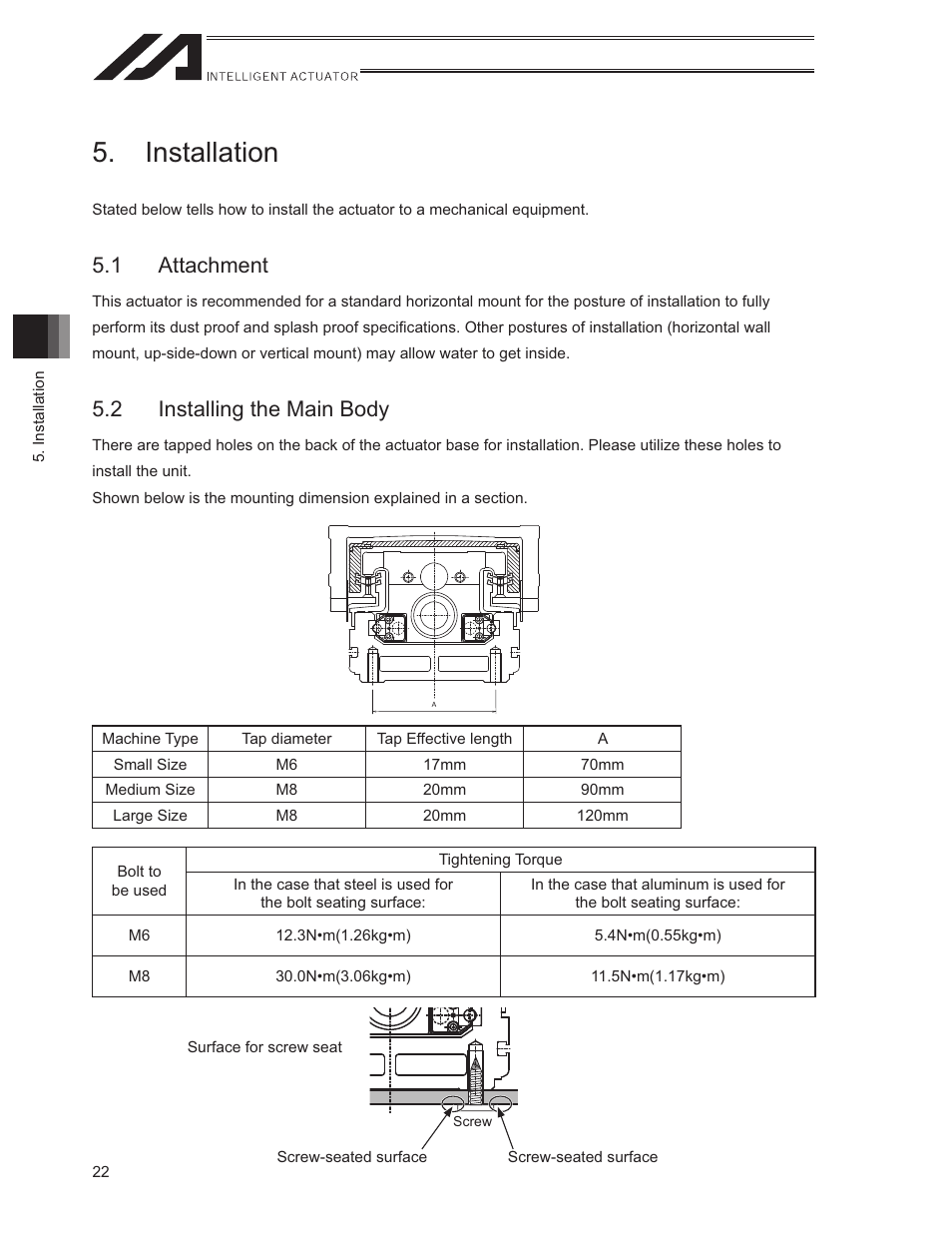 Installation, 1 attachment, 2 installing the main body | IAI America ISWA User Manual | Page 30 / 90