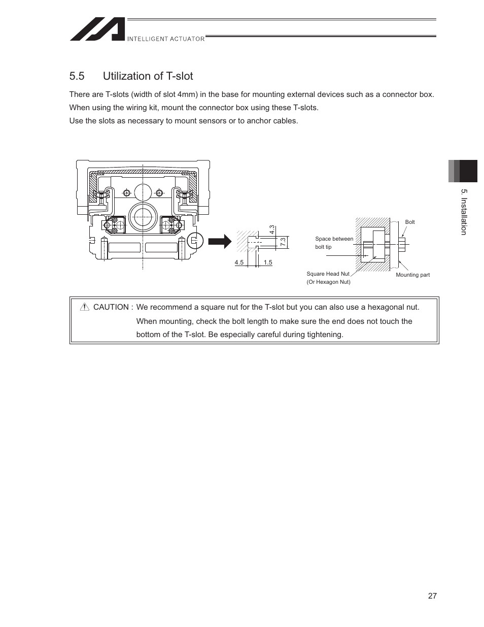 5 utilization of t-slot | IAI America ISWA User Manual | Page 35 / 90