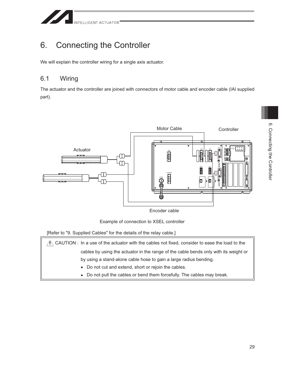 Connecting the controller, 1 wiring, 29 6. connecting the controller | IAI America ISWA User Manual | Page 37 / 90