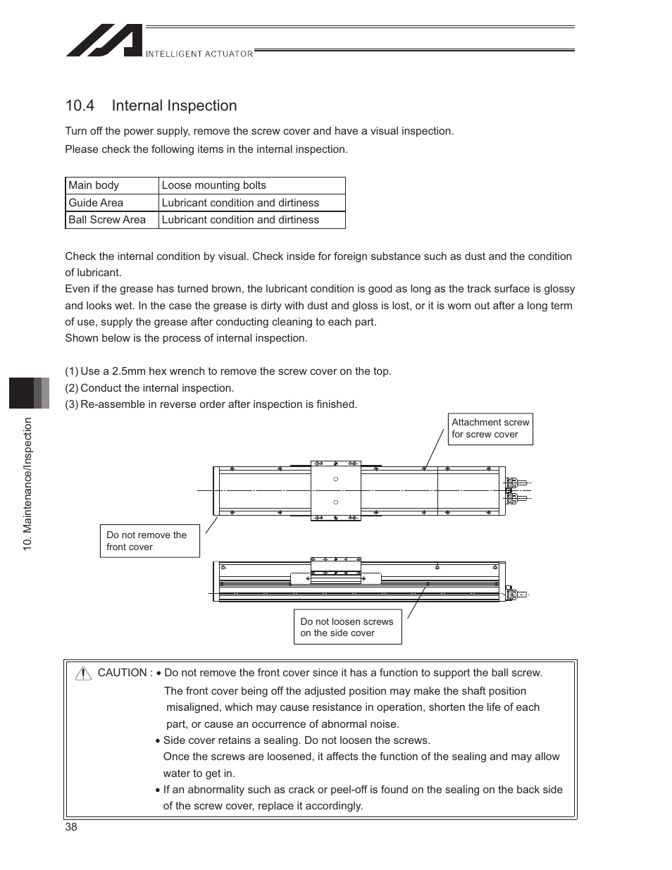 4 internal inspection | IAI America ISWA User Manual | Page 46 / 90