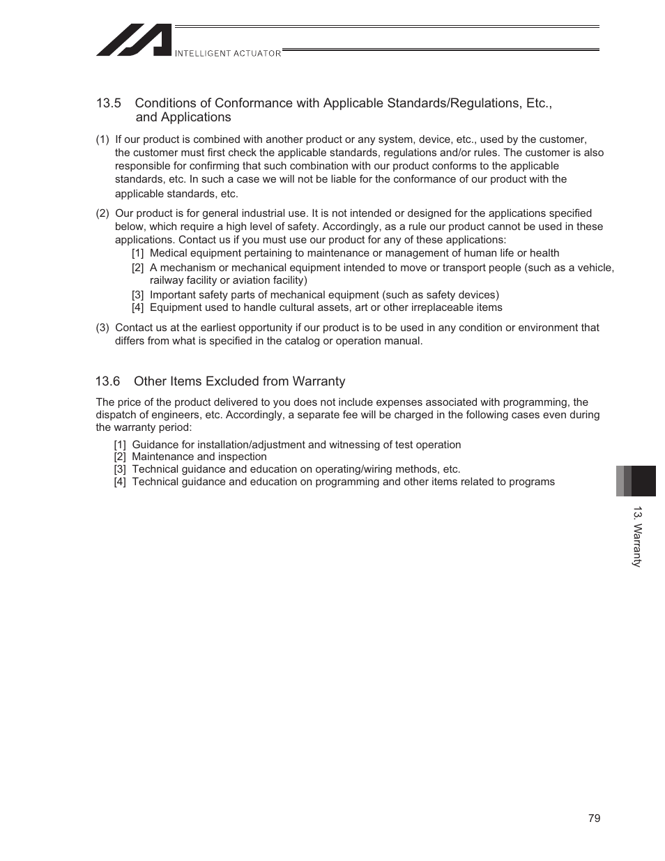 6 other items excluded from warranty | IAI America ISWA User Manual | Page 87 / 90