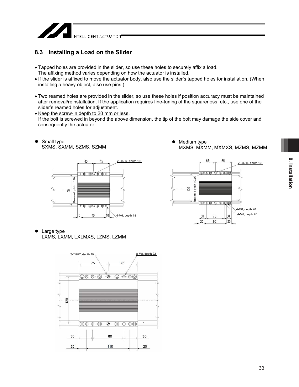 3 installing a load on the slider | IAI America NS User Manual | Page 47 / 78
