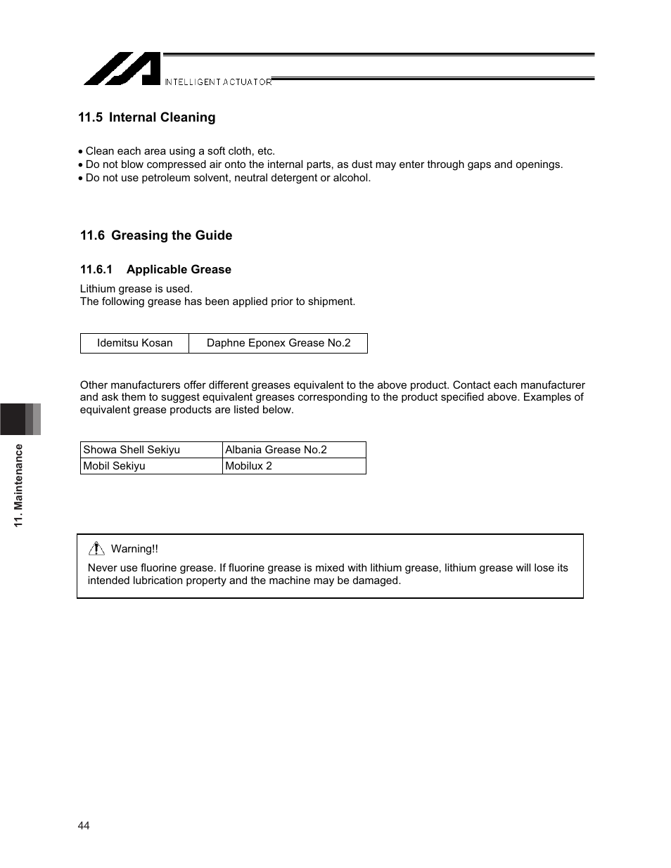 5 internal cleaning, 6 greasing the guide | IAI America NS User Manual | Page 58 / 78