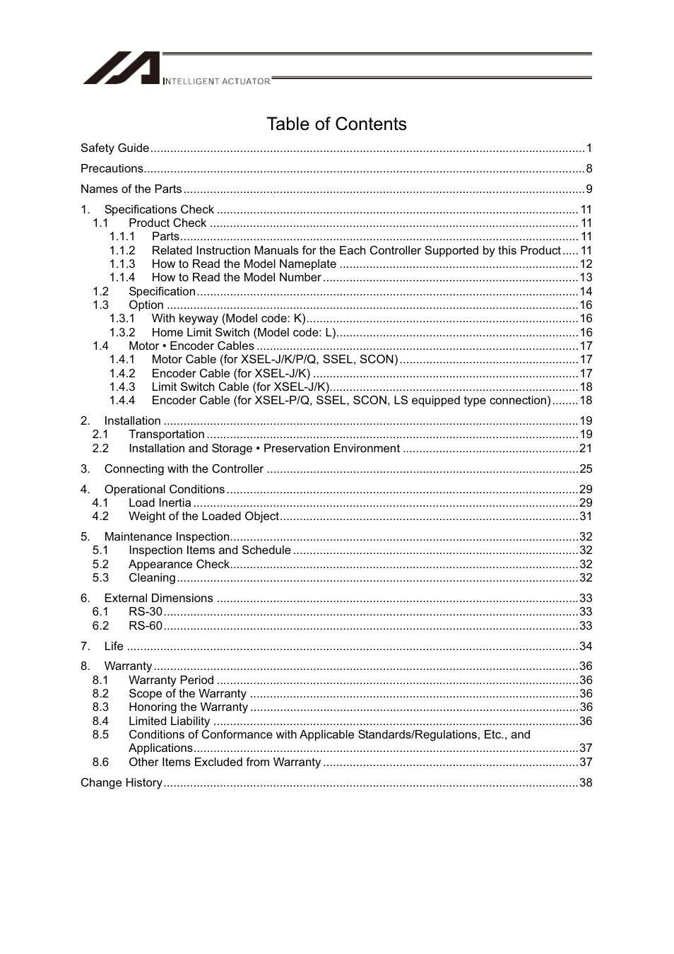 IAI America RS User Manual | Page 5 / 46