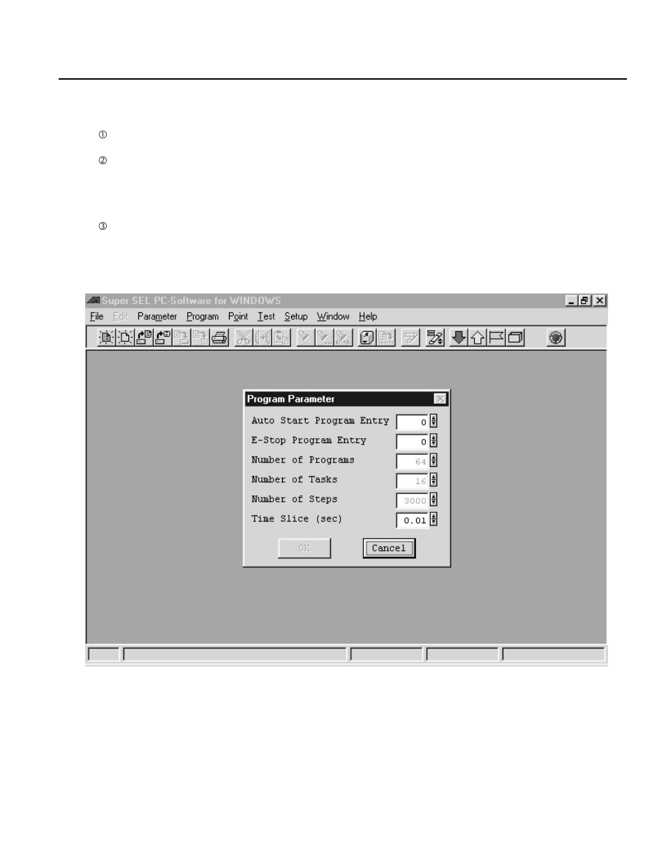 3 parameter window, 1 program parameters, 3parameter window | IAI America DS-S-P1 User Manual | Page 13 / 32