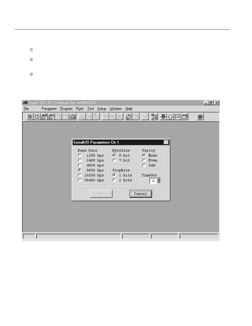 2 serial i/o parameters, 3parameter window | IAI America DS-S-P1 User Manual | Page 14 / 32