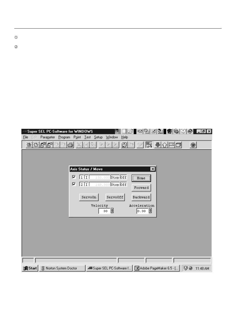 8 axis status · move window, 8axis status · move window | IAI America DS-S-P1 User Manual | Page 24 / 32