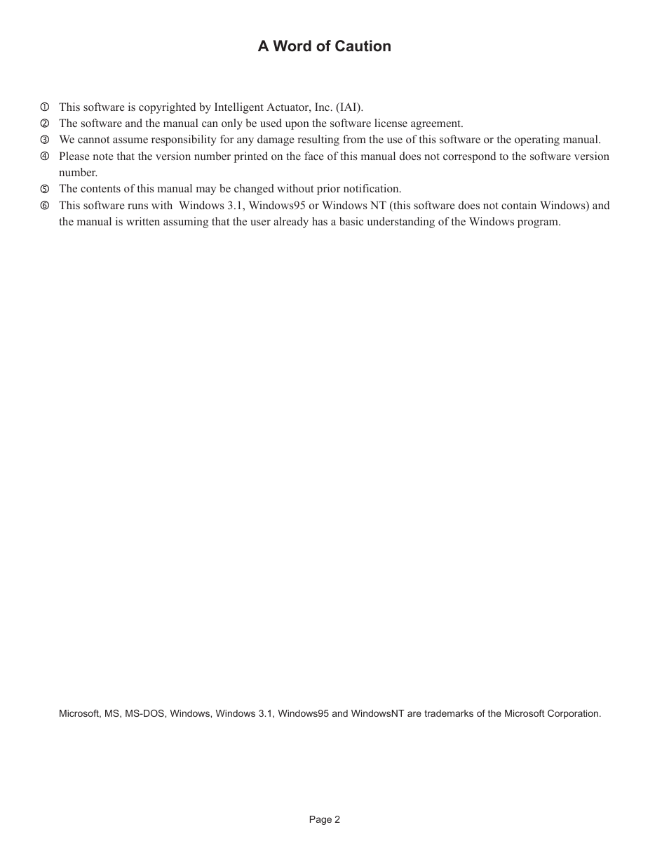 A word of caution | IAI America DS-S-P1 User Manual | Page 4 / 32