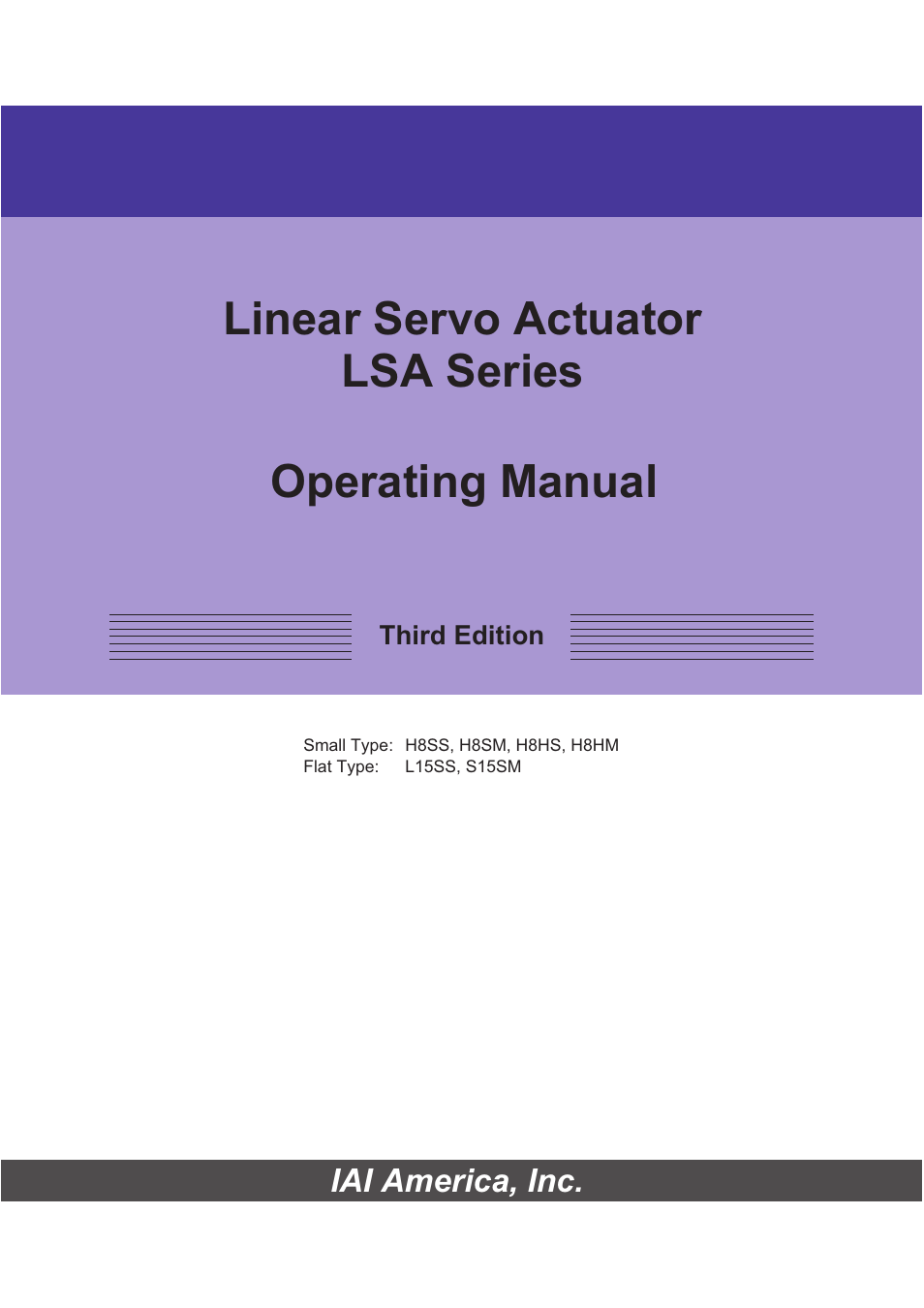 IAI America LSA-L15SS User Manual | 72 pages