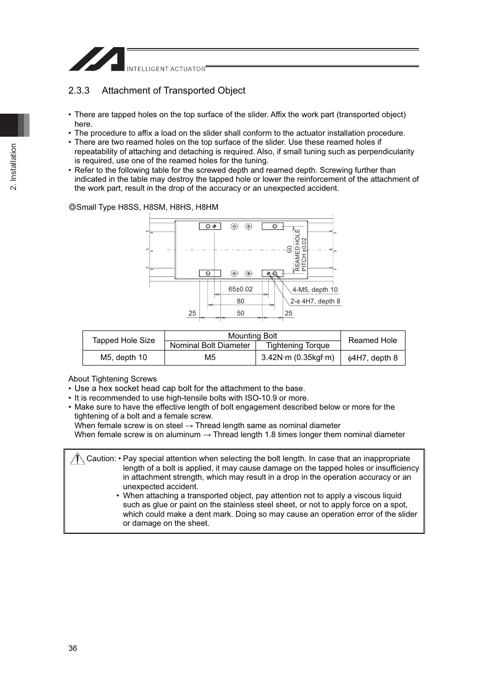 3 attachment of transported object | IAI America LSA-L15SS User Manual | Page 42 / 72