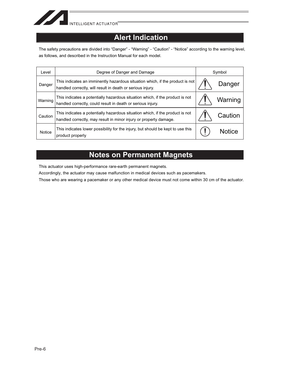 Alert indication, Danger, Warning | Caution, Notice | IAI America LSAS-N15HM User Manual | Page 12 / 80