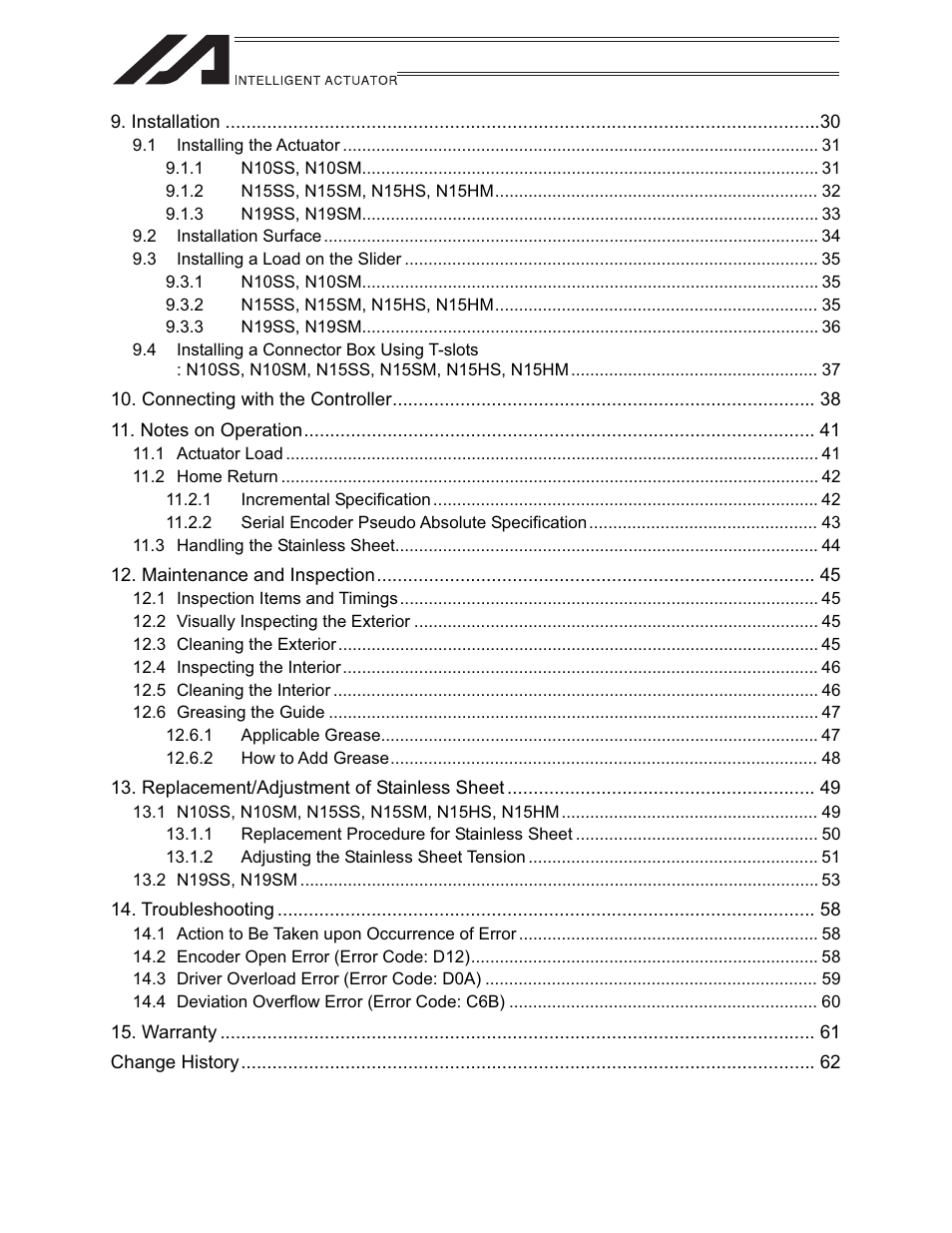 IAI America LSAS-N15HM User Manual | Page 6 / 80