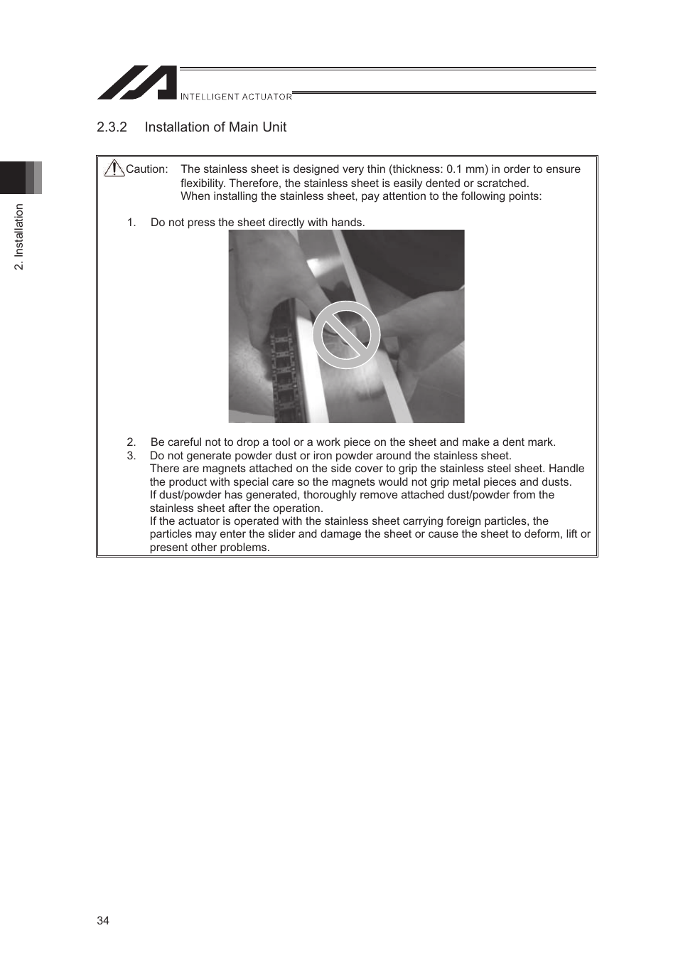 2 installation of main unit | IAI America LSA-S10SS User Manual | Page 40 / 90