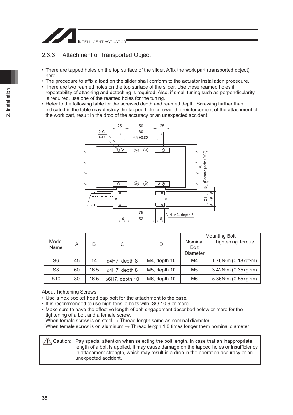 3 attachment of transported object | IAI America LSA-S10SS User Manual | Page 42 / 90