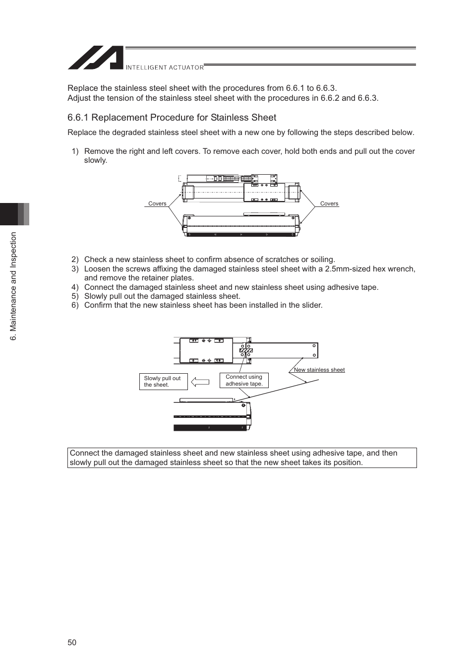 1 replacement procedure for stainless sheet | IAI America LSA-S10SS User Manual | Page 56 / 90