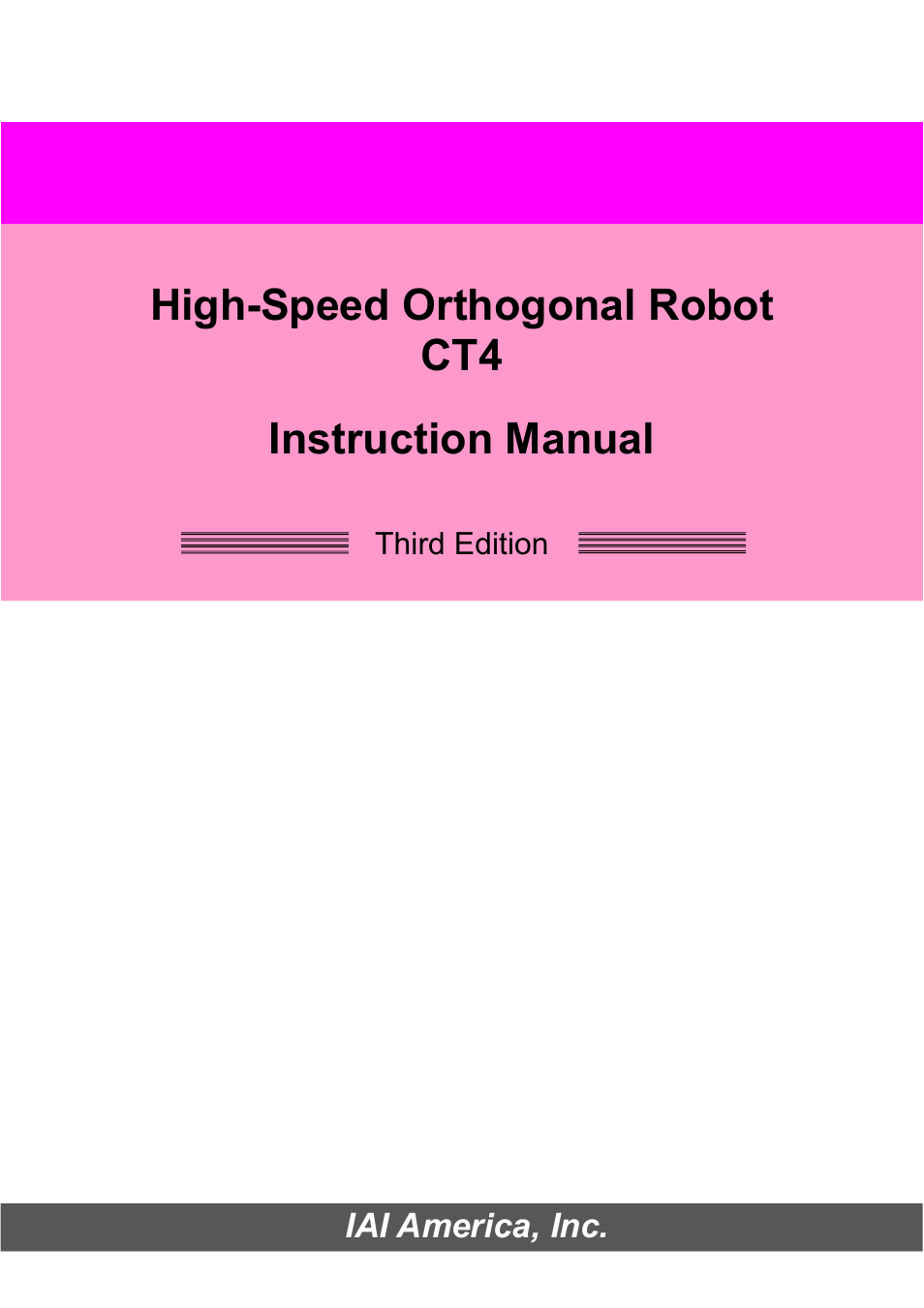 IAI America CT4 User Manual | 72 pages