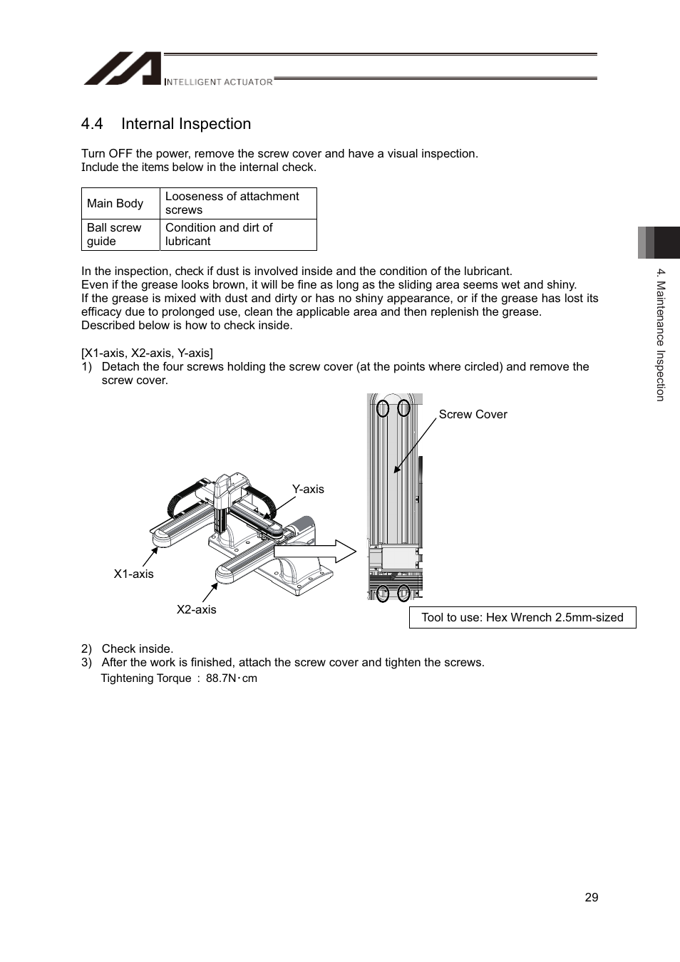 4 internal inspection | IAI America CT4 User Manual | Page 35 / 72