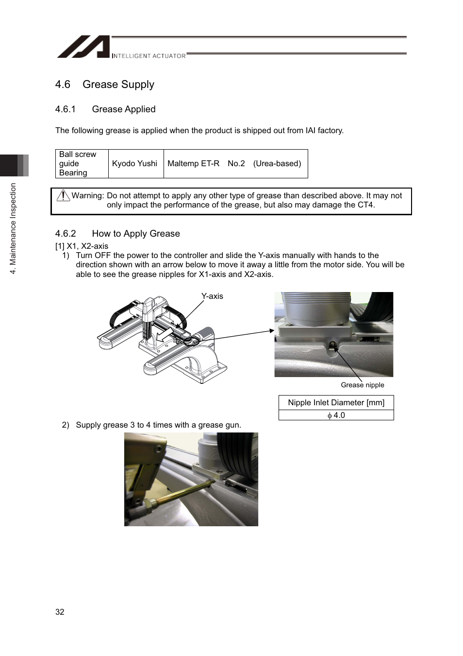 6 grease supply | IAI America CT4 User Manual | Page 38 / 72