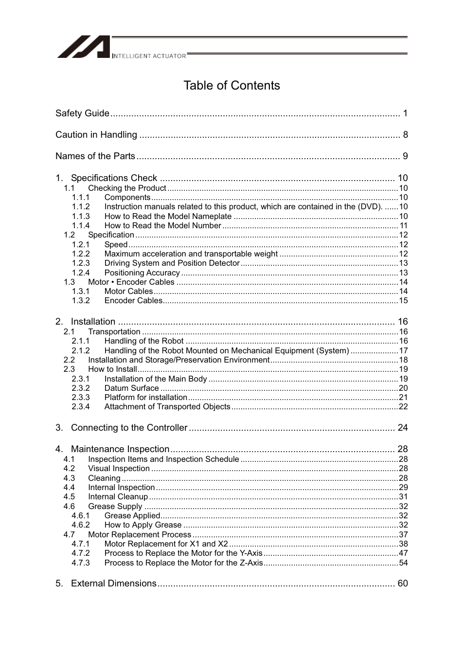 IAI America CT4 User Manual | Page 5 / 72