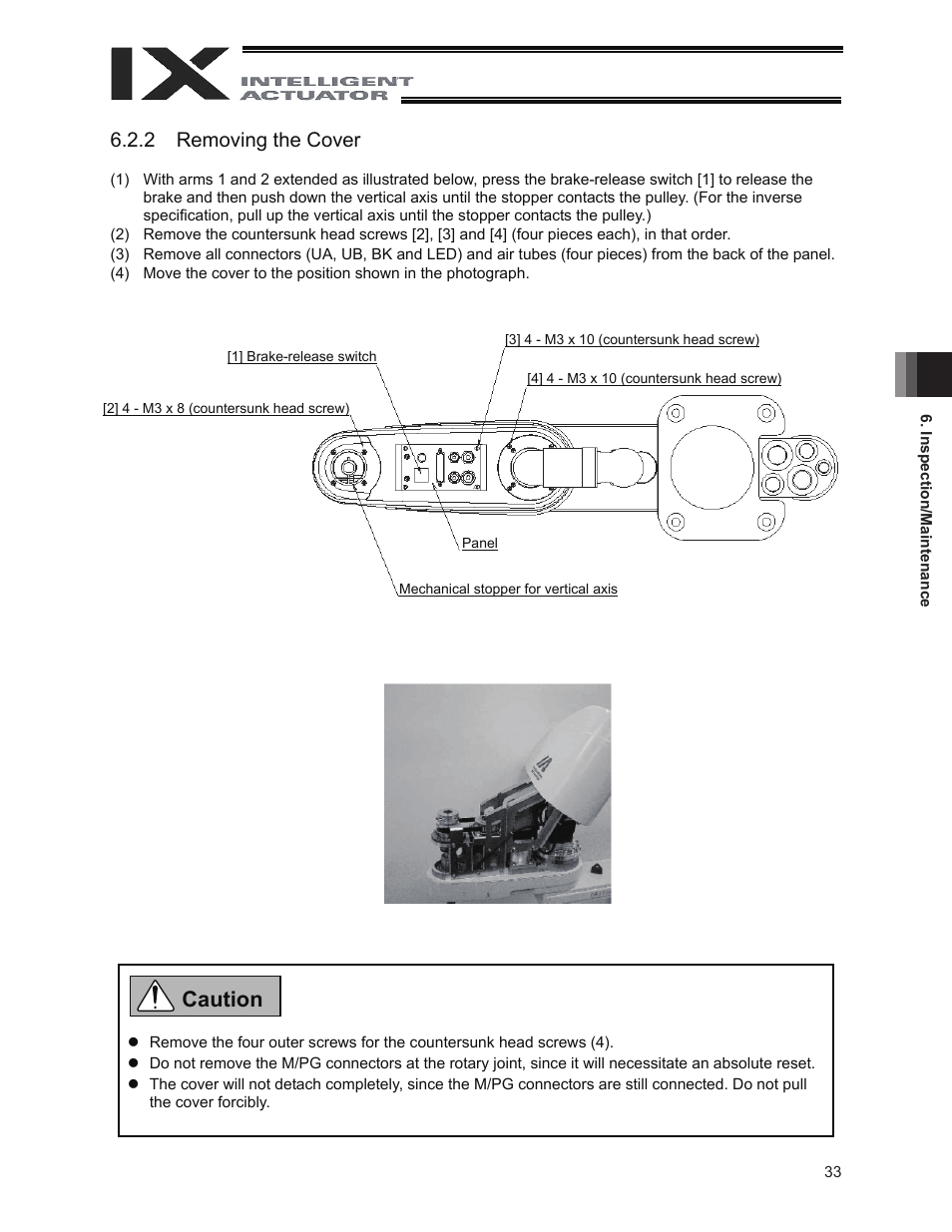 Caution, 2 removing the cover | IAI America IX-INN8040 User Manual | Page 39 / 94