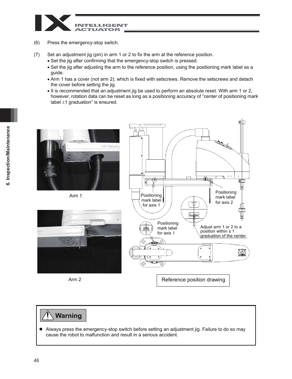 Warning | IAI America IX-INN8040 User Manual | Page 52 / 94