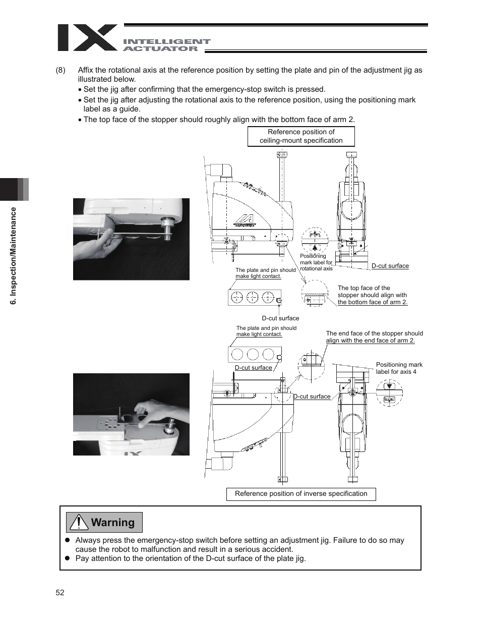 Warning | IAI America IX-INN8040 User Manual | Page 58 / 94