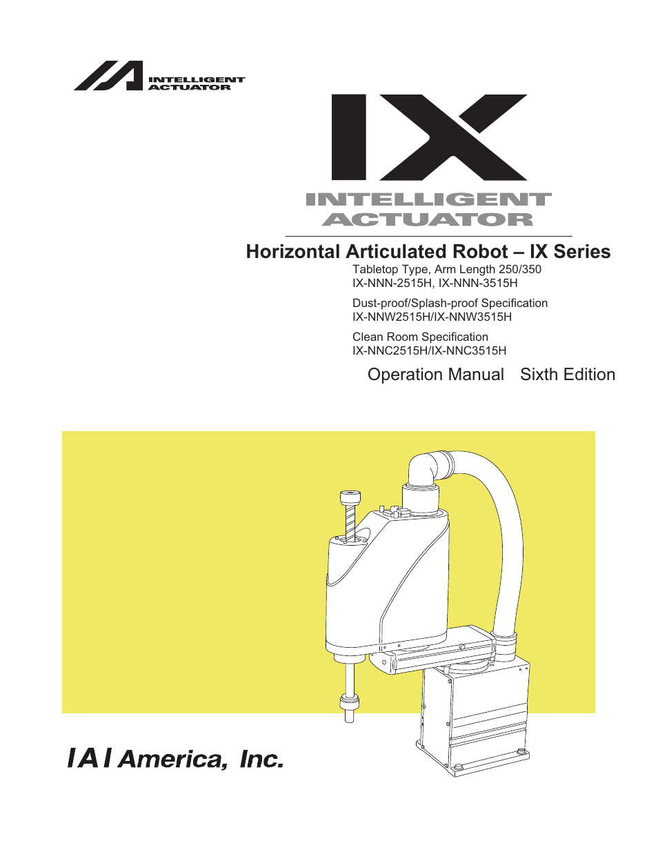 IAI America IX-NNW3515H User Manual | 110 pages