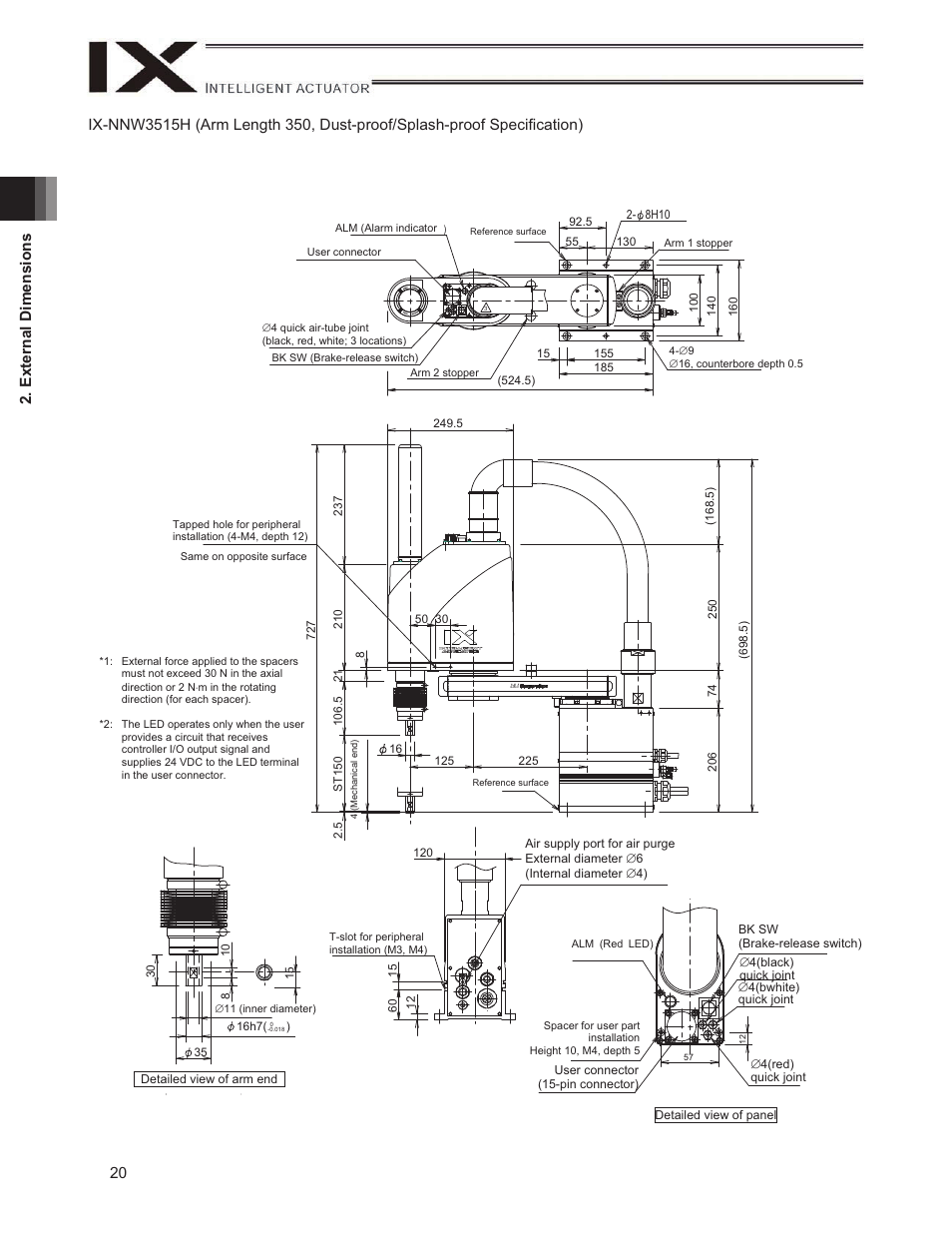 20 2. external dimensions | IAI America IX-NNW3515H User Manual | Page 26 / 110