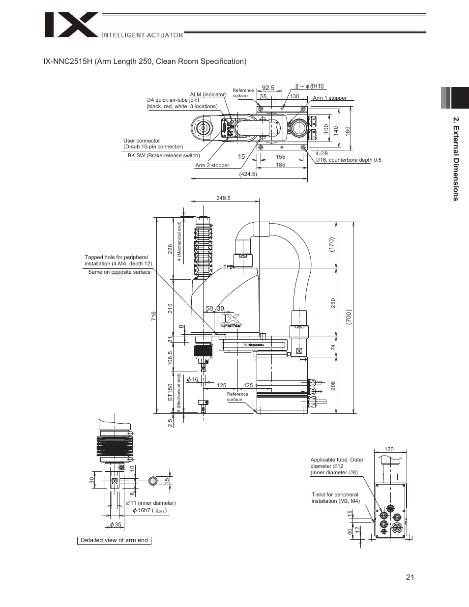 21 2. external dimensions | IAI America IX-NNW3515H User Manual | Page 27 / 110