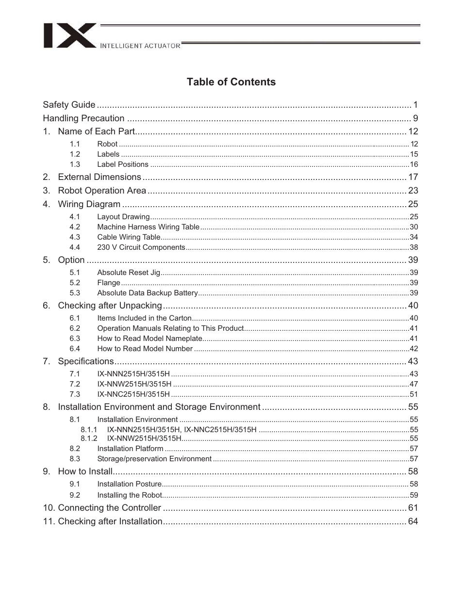 IAI America IX-NNW3515H User Manual | Page 5 / 110