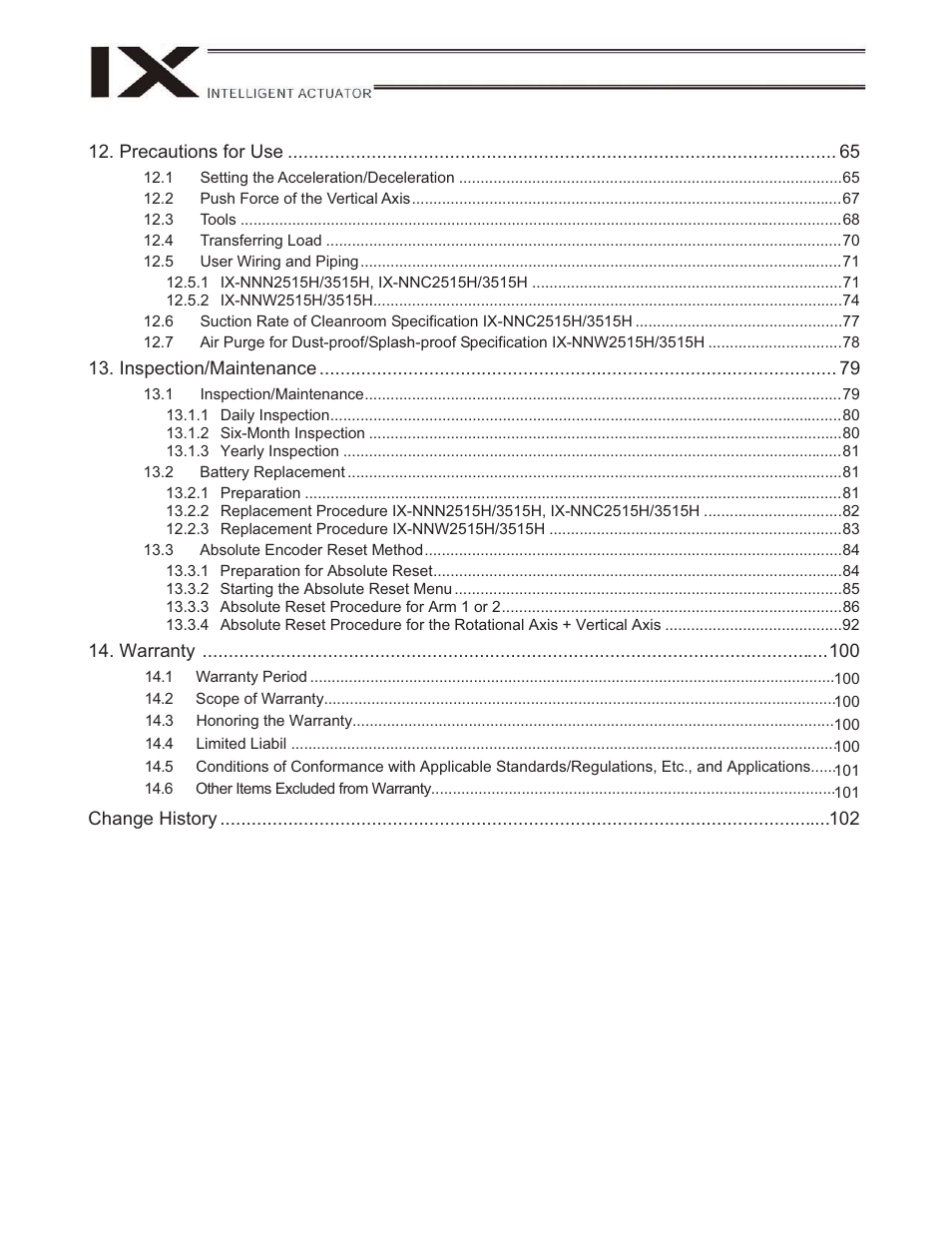 IAI America IX-NNW3515H User Manual | Page 6 / 110