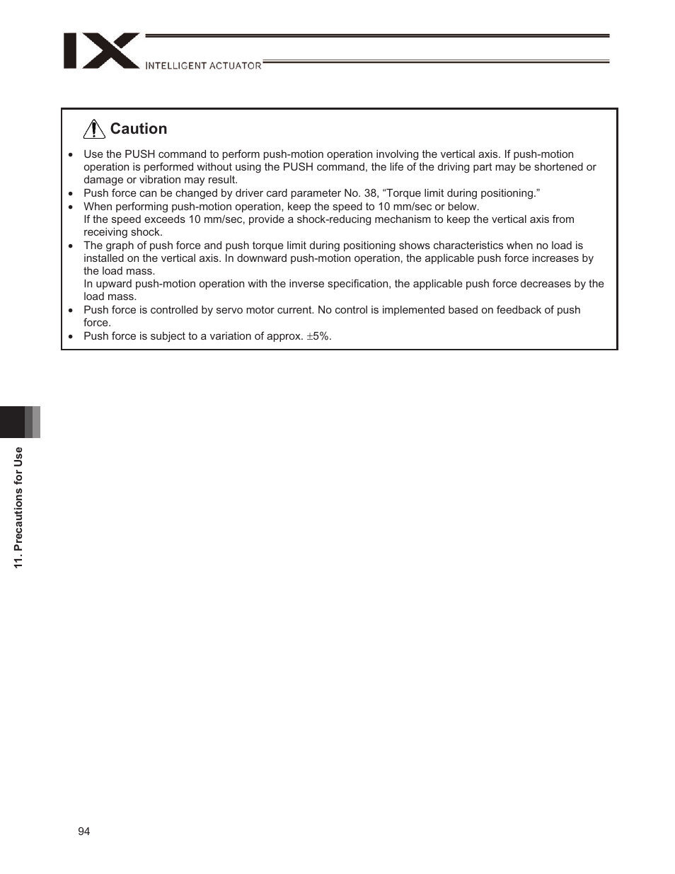 Caution | IAI America IX-NSN6016H User Manual | Page 102 / 142