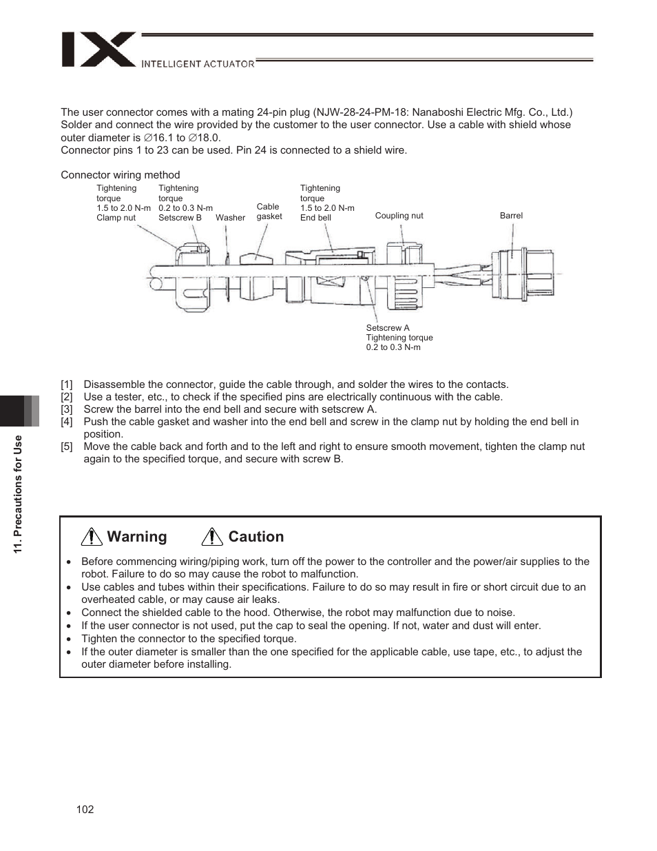 Caution warning | IAI America IX-NSN6016H User Manual | Page 110 / 142