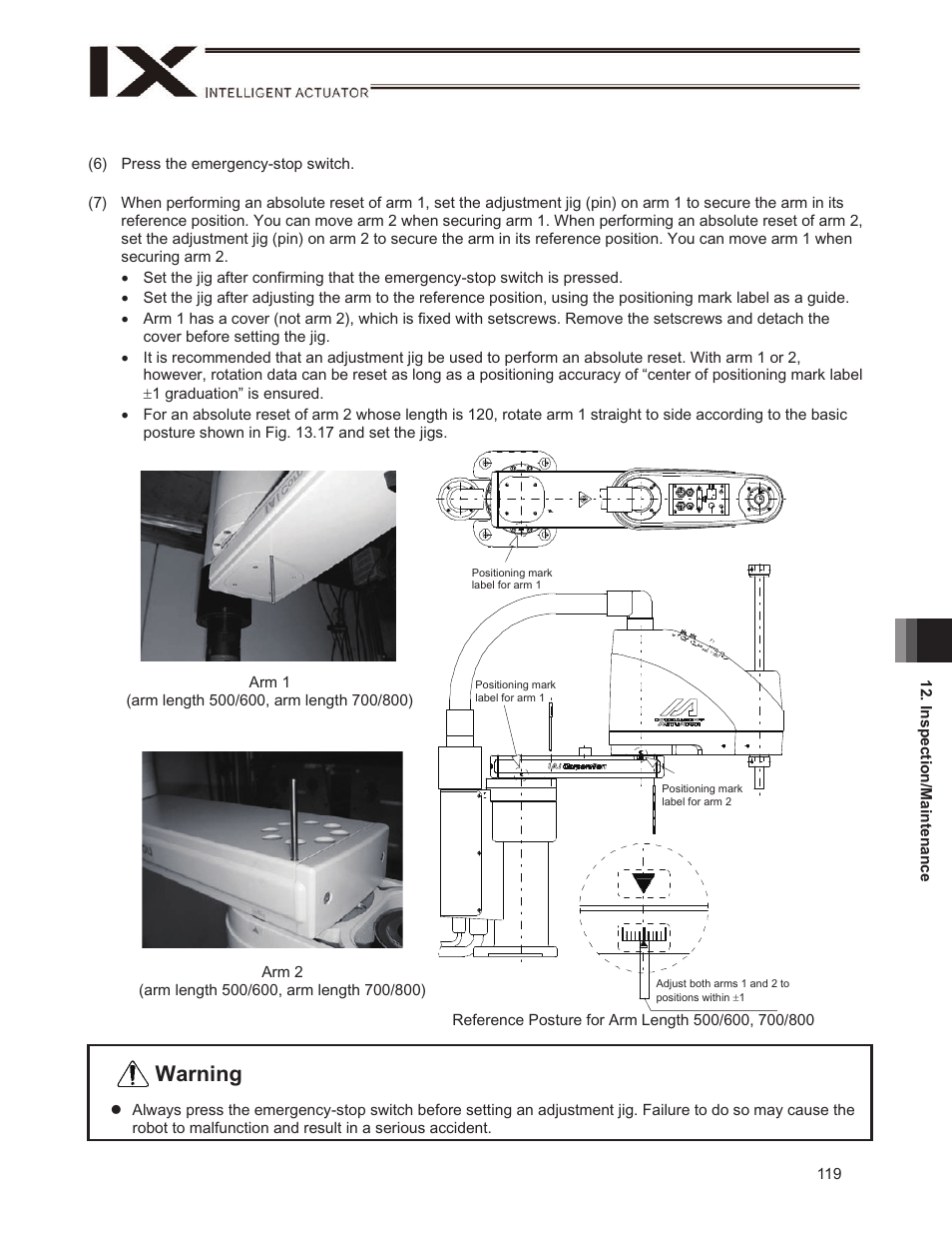 Warning | IAI America IX-NSN6016H User Manual | Page 127 / 142