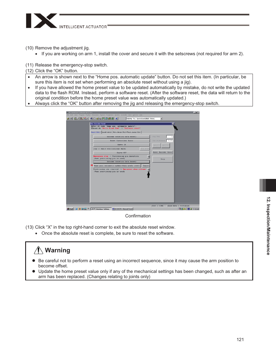 Warning | IAI America IX-NSN6016H User Manual | Page 129 / 142