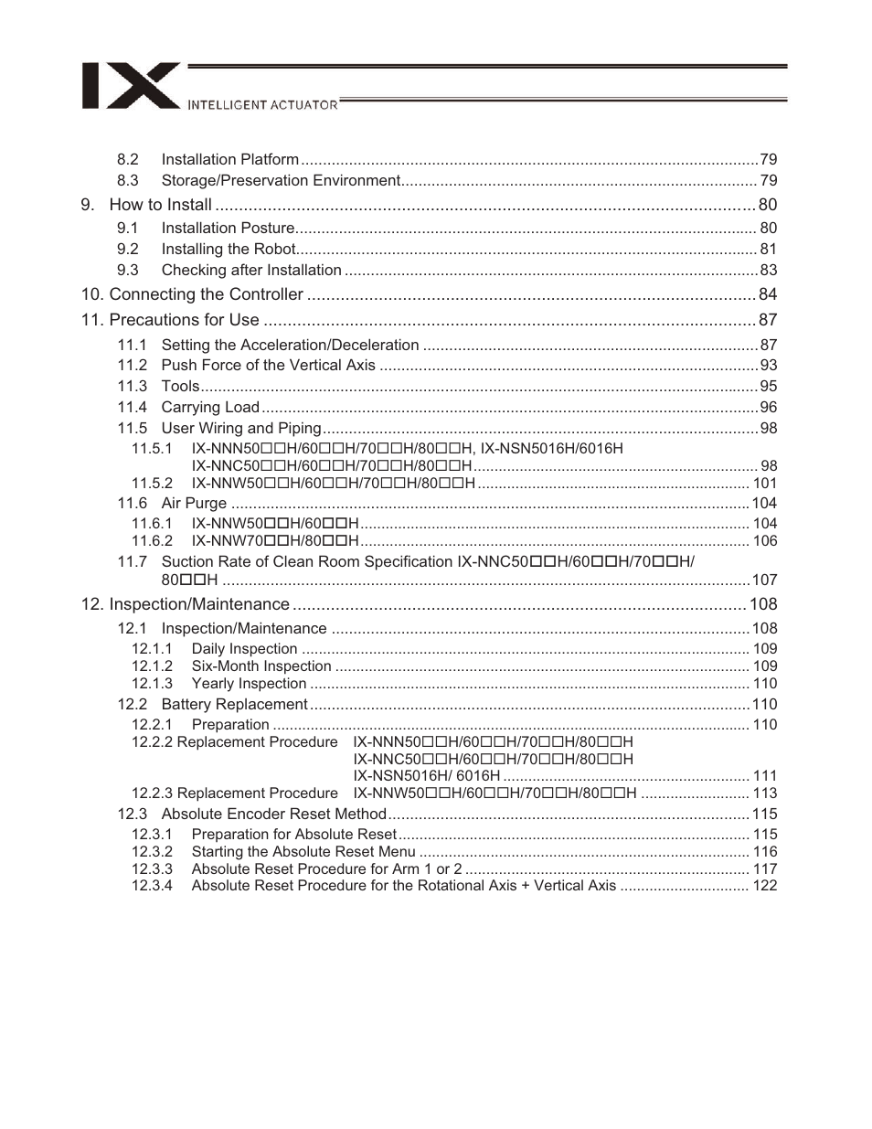 IAI America IX-NSN6016H User Manual | Page 6 / 142