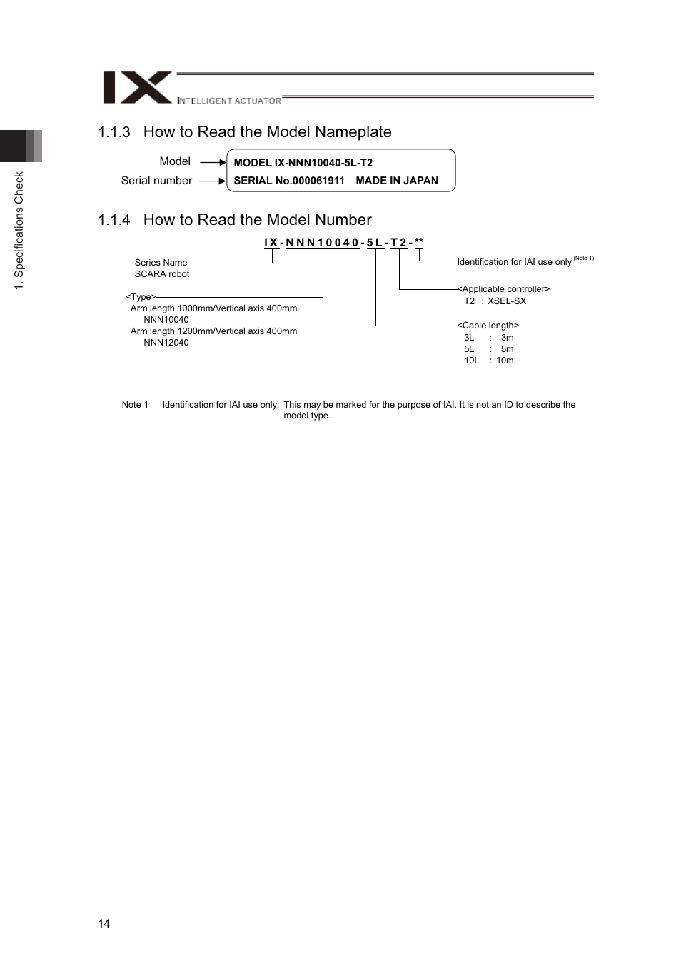 How to read the model nameplate, How to read the model number | IAI America IX-NNN12040 User Manual | Page 20 / 90