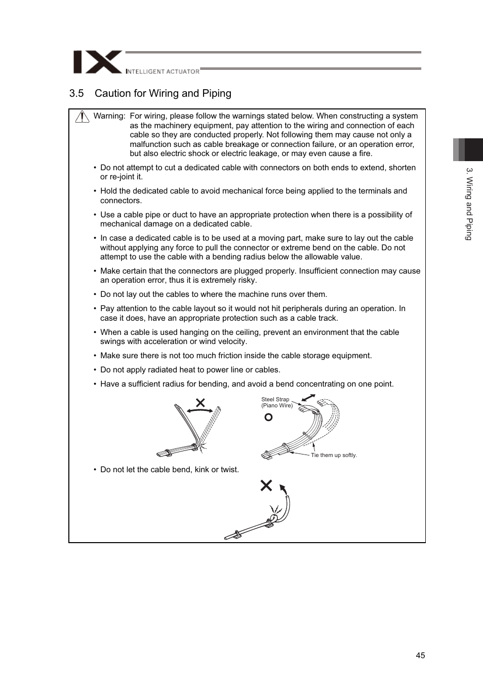 5 caution for wiring and piping | IAI America IX-NNN12040 User Manual | Page 51 / 90