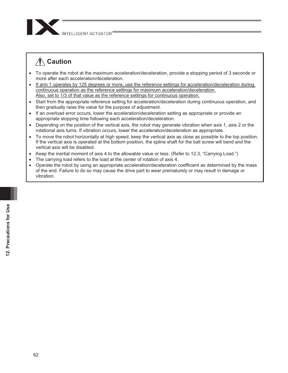 Caution | IAI America IX-NNN1805 User Manual | Page 68 / 100