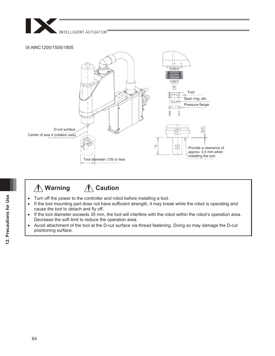 Caution warning | IAI America IX-NNN1805 User Manual | Page 70 / 100