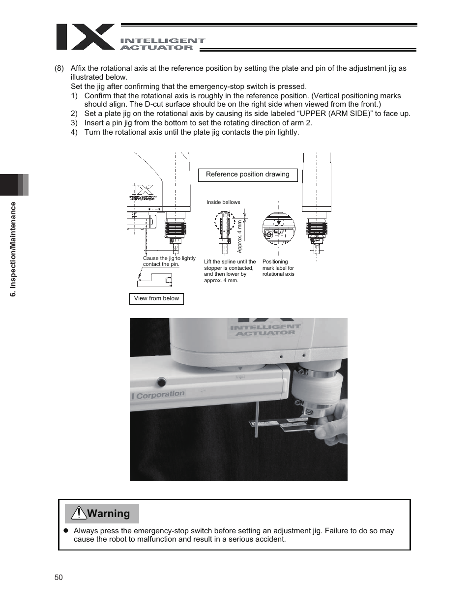 Warning | IAI America IX-NNC3515 User Manual | Page 56 / 76