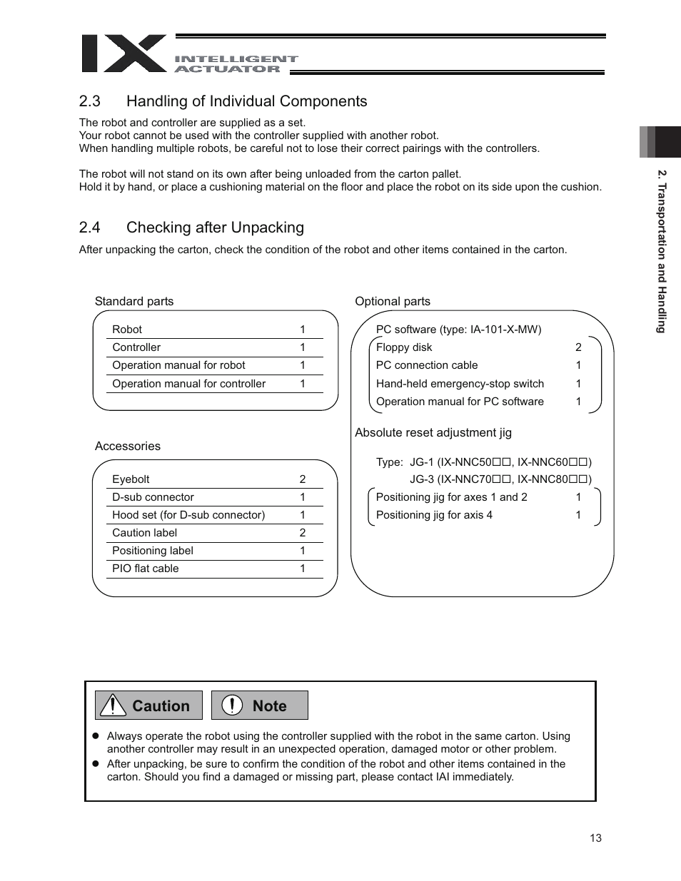 3 handling of individual components, 4 checking after unpacking | IAI America IX-NNC8040 User Manual | Page 19 / 90