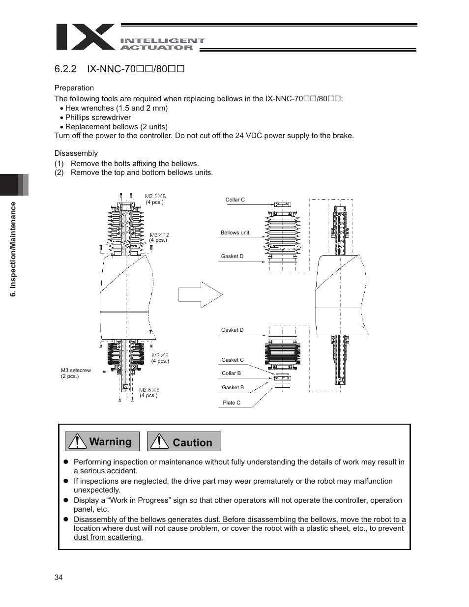 Caution warning | IAI America IX-NNC8040 User Manual | Page 40 / 90