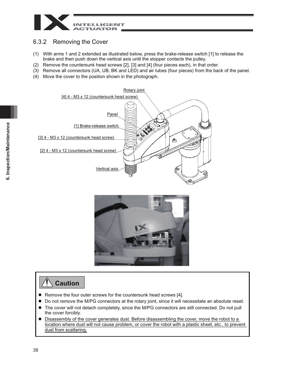 Caution, 2 removing the cover | IAI America IX-NNC8040 User Manual | Page 44 / 90